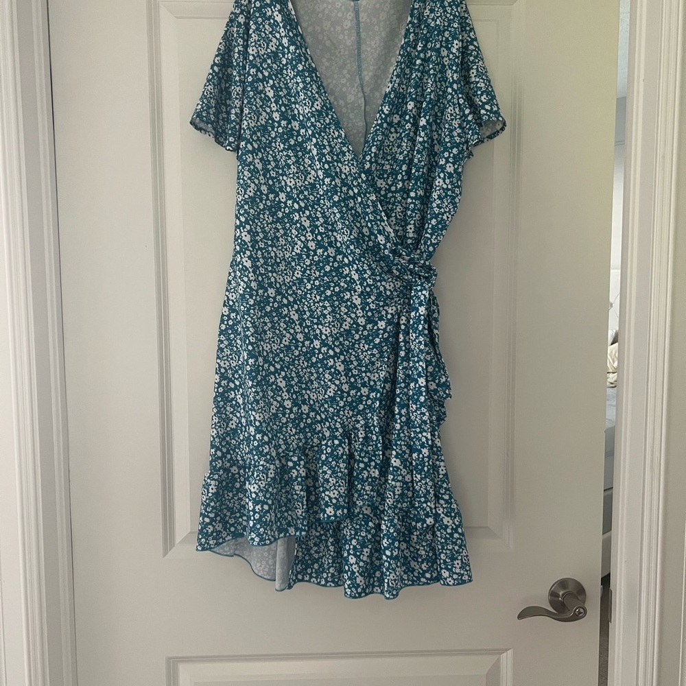 Floral Wrap Dress in Blue